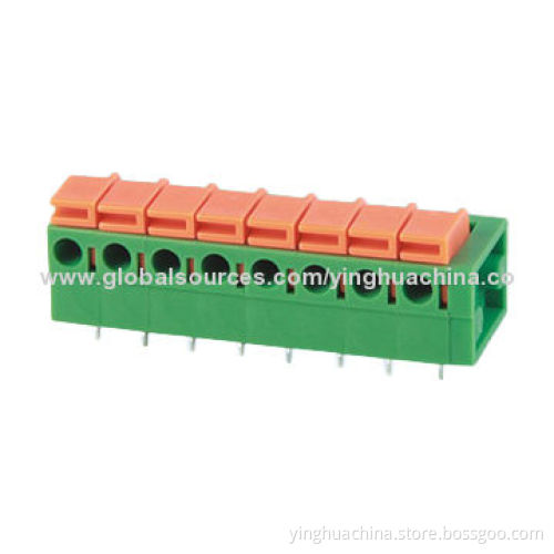 Terminal Block, 5.08/7.62mm Pitch/PCB 22-14AWG/Poles 1P-xxP/250V/10A/Brass-/Ni-plated 0915